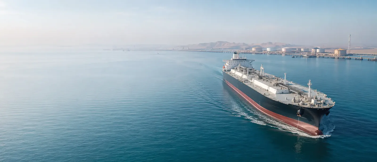 Petroleum-product tanker approaching an energy terminal