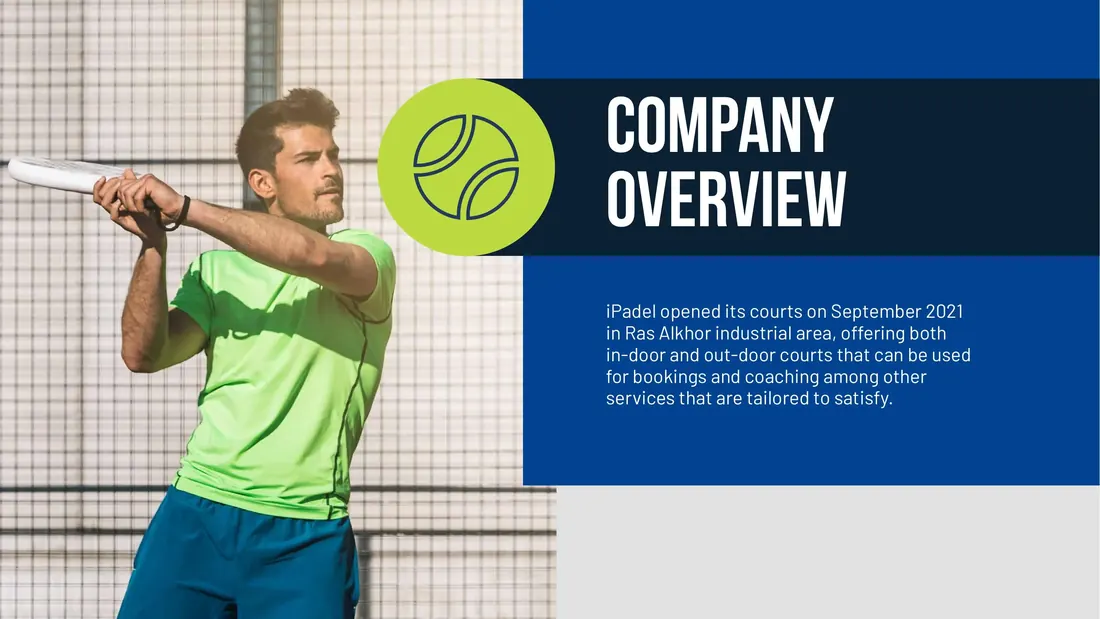 iPadel company overview featuring a padel player